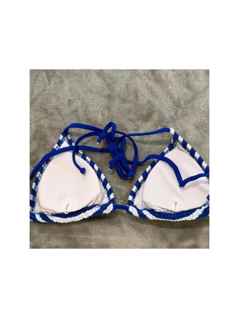 Striped Blue & White Triangle Bikini Top - Women - Picture 3 of 3